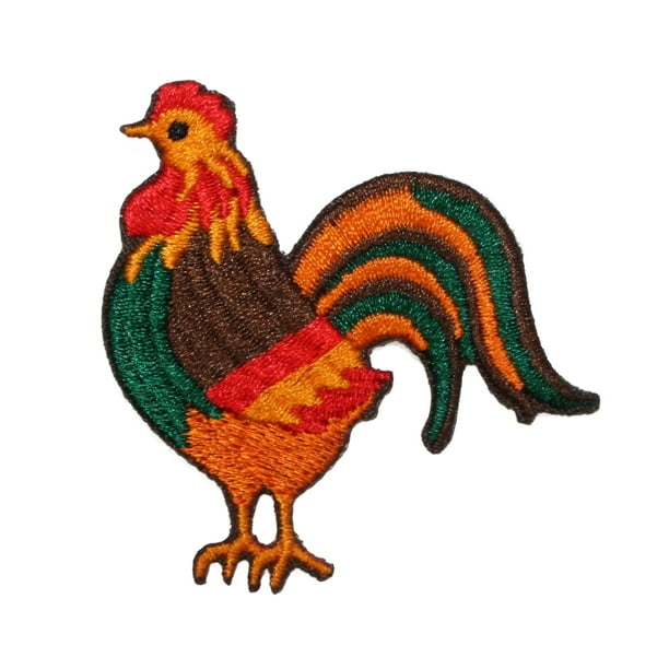 ROOSTER PATCH COUNTRY MORNING ROOSTER EMBROIDERED IRON ON TO SEW ON PATCH AP 376